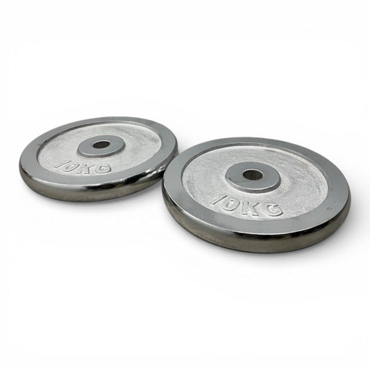 2x10kg 1" Chrome Finished Weight Plates Cast Iron Disc Dumbbell Home Gym