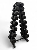 5–22.5kg Hex Dumbbell Set with Vertical Rack – 8 Pairs