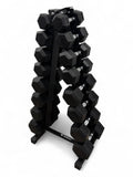 5–22.5kg Hex Dumbbell Set with Vertical Rack – 8 Pairs