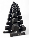5–22.5kg Hex Dumbbell Set with Vertical Rack – 8 Pairs