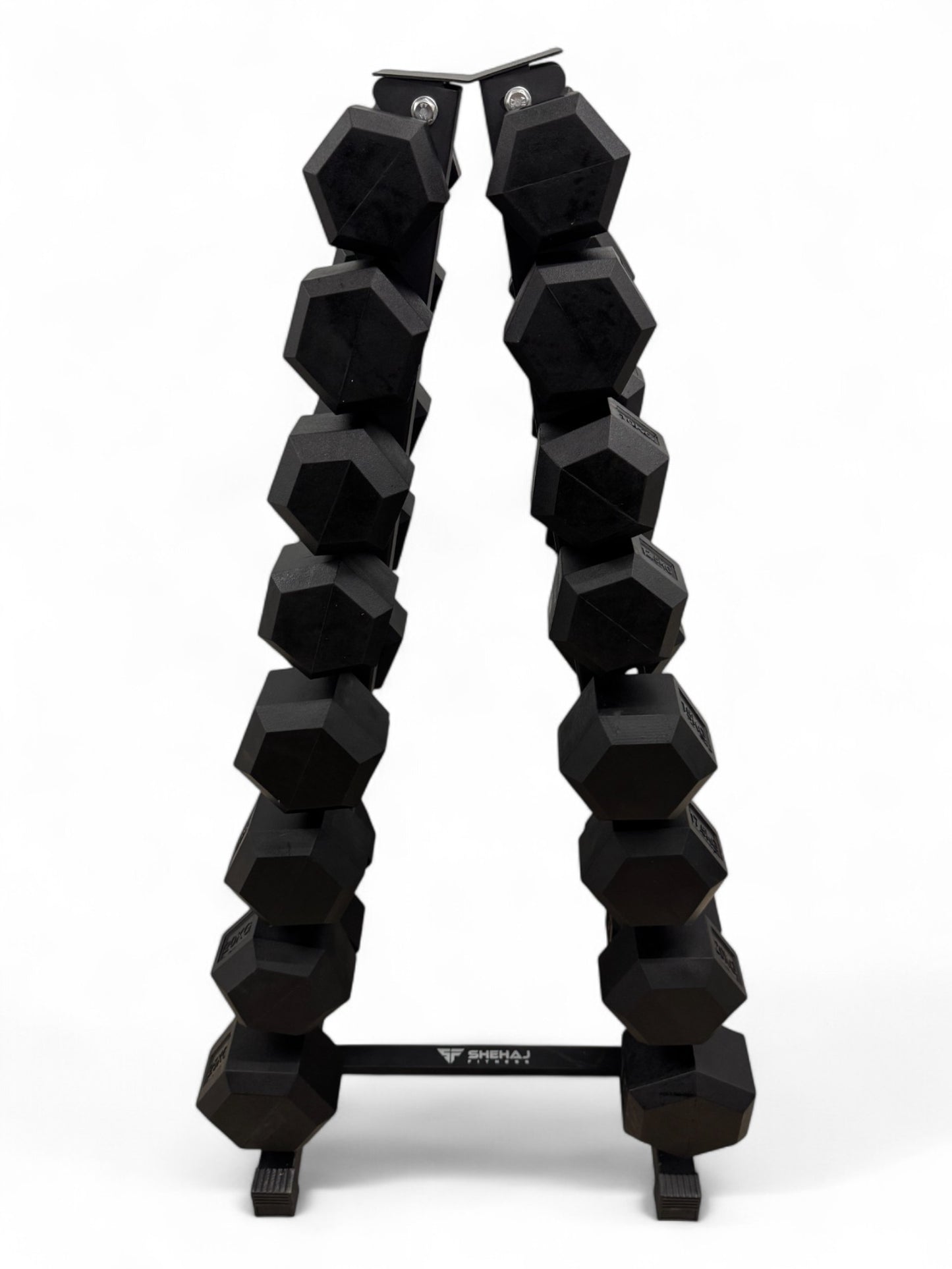 5–25kg Hex Dumbbell Set with Vertical Rack – 8 Pairs