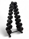 5–30kg Hex Dumbbell Set with Vertical Rack – 8 Pairs