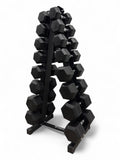 5–30kg Hex Dumbbell Set with Vertical Rack – 8 Pairs