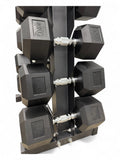 5–30kg Hex Dumbbell Set with Vertical Rack – 8 Pairs