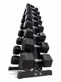 5–30kg Hex Dumbbell Set with Vertical Rack – 8 Pairs