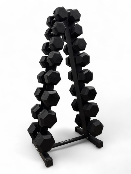 4-18kg Hex Dumbbell Set - Vertical Rack Stand - 2kg increments- 8 Pairs Set