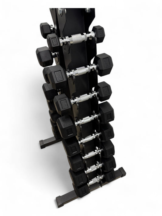 1–8kg Hex Dumbbell Set with Vertical Rack – 8 Pairs (1kg Increments)