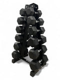 5–20kg Hex Dumbbell Set with Vertical Rack – 6 Pairs Free Weights