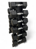 5–20kg Hex Dumbbell Set with Vertical Rack – 6 Pairs Free Weights