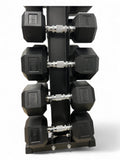 5–25kg Hex Dumbbell Set with Vertical Rack – 6 Pairs