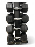 5–20kg Hex Dumbbell Set with Vertical Rack – 6 Pairs Free Weights