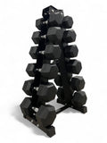 5–20kg Hex Dumbbell Set with Vertical Rack – 6 Pairs Free Weights