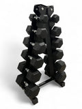 2.5–20kg Hex Dumbbell Set with Vertical Rack – 6 Pairs Free Weights