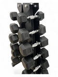 2.5–20kg Hex Dumbbell Set with Vertical Rack – 6 Pairs Free Weights