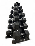 2.5–20kg Hex Dumbbell Set with Vertical Rack – 6 Pairs Free Weights