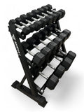 2.5–22.5kg Hex Dumbbell Set with 3-Tier Rack – 9 Pairs Free Weights