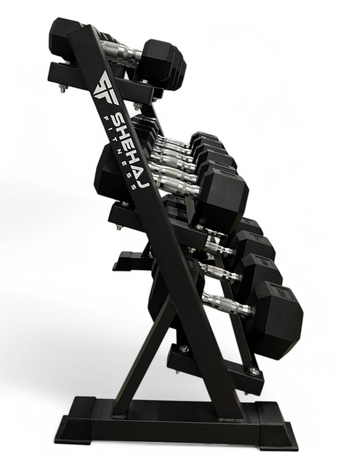 2.5–22.5kg Hex Dumbbell Set with 3-Tier Rack – 9 Pairs Free Weights