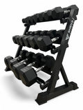 2.5–22.5kg Hex Dumbbell Set with 3-Tier Rack – 9 Pairs Free Weights