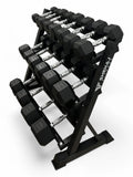 2.5–25kg Hex Dumbbell Set with 3-Tier Rack – 9 Pairs