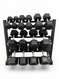 5–35kg Hex Dumbbell Set with 3-Tier Rack – 7 Pairs Free Weights