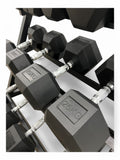 5–35kg Hex Dumbbell Set with 3-Tier Rack – 7 Pairs Free Weights