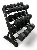 5–35kg Hex Dumbbell Set with 3-Tier Rack – 7 Pairs Free Weights