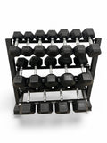 5–30kg Hex Dumbbell Set with 3-Tier Rack – 8 Pairs