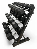 5–30kg Hex Dumbbell Set with 3-Tier Rack – 8 Pairs