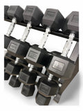 5–30kg Hex Dumbbell Set with 3-Tier Rack – 8 Pairs