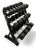 5–30kg Hex Dumbbell Set with 3-Tier Rack – 8 Pairs