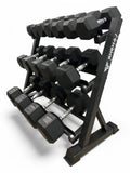 5–30kg Hex Dumbbell Set with 3-Tier Rack – 8 Pairs