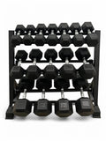 5–30kg Hex Dumbbell Set with 3-Tier Rack – 8 Pairs
