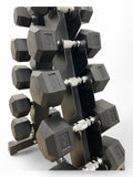 2.5–12.5kg Hex Dumbbell Set with Vertical Rack – 5 Pairs Free Weights