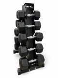5–15kg Hex Dumbbell Set with Vertical Rack – 5 Pairs Free Weights