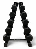 5–15kg Hex Dumbbell Set with Vertical Rack – 5 Pairs Free Weights