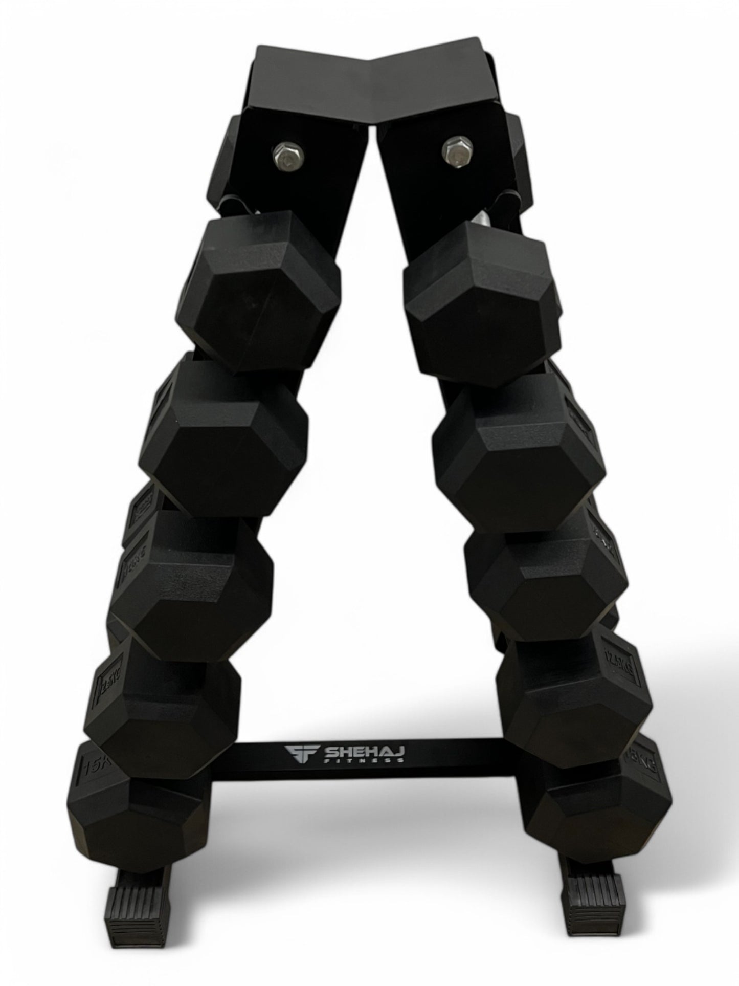 5–15kg Hex Dumbbell Set with Vertical Rack – 5 Pairs Free Weights