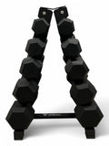 5–25kg Hex Dumbbell Set with Vertical Rack – 5 Pairs Free Weights