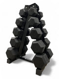 5–25kg Hex Dumbbell Set with Vertical Rack – 5 Pairs Free Weights