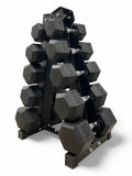 5–25kg Hex Dumbbell Set with Vertical Rack – 5 Pairs Free Weights