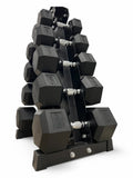 5–25kg Hex Dumbbell Set with Vertical Rack – 5 Pairs Free Weights