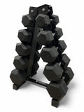 5–25kg Hex Dumbbell Set with Vertical Rack – 5 Pairs Free Weights
