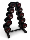 5-15kg Round Dumbbell Set With Vertical Rack Stand - 5 Pairs Set
