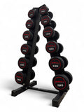 2.5–15kg Round Dumbbell Set with Vertical Rack – 6 Pairs