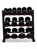 5-20kg Round Dumbbell Set With 3 Tier Rack Stand - 2.5kg increments -7 Pairs Set