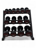 5-20kg Round Dumbbell Set With 3 Tier Rack Stand - 2.5kg increments -7 Pairs Set
