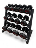 5-20kg Round Dumbbell Set With 3 Tier Rack Stand - 2.5kg increments -7 Pairs Set