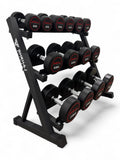 5-20kg Round Dumbbell Set With 3 Tier Rack Stand - 2.5kg increments -7 Pairs Set