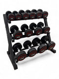 5-20kg Round Dumbbell Set With 3 Tier Rack Stand - 2.5kg increments -7 Pairs Set