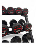 5-20kg Round Dumbbell Set With 3 Tier Rack Stand - 2.5kg increments -7 Pairs Set