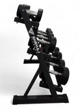 5-20kg Round Dumbbell Set With 3 Tier Rack Stand - 2.5kg increments -7 Pairs Set